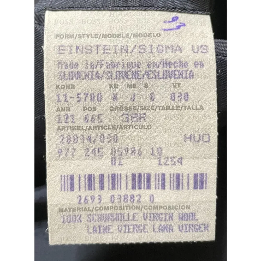 Hugo Boss Pant Suit Mens 38R Black Wool Jacket Pants Einstein Fit Lightweight